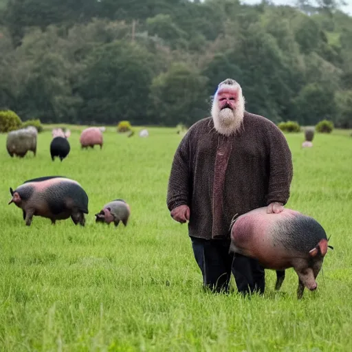 Image similar to a large bearded pig farmer