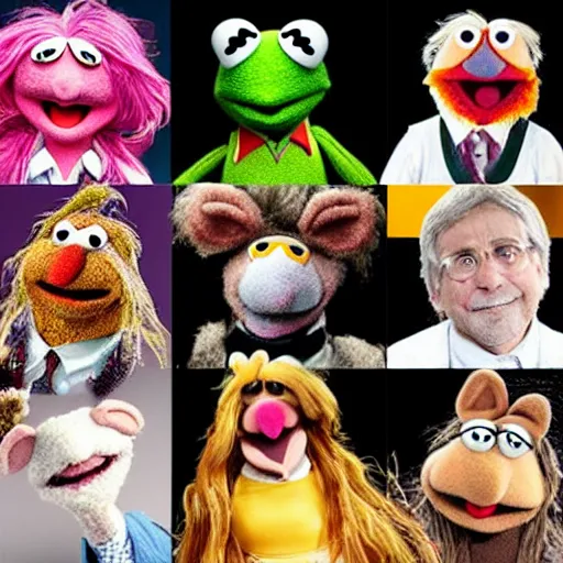 Prompt: hyper realistic puppet jury, muppet