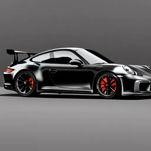 Prompt: a black 2 0 2 1 porsche 9 1 1 gt 3 in the style of david lynch, photo 4 k