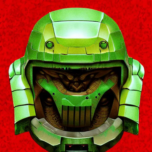 Image similar to portrait of doomguy, highly detailed, render, centered, digital painting