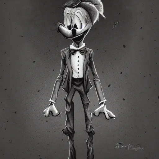 Image similar to michael karcz grunge drawing of donald duck. , in the style of corpse bride, loony toons style, horror themed, detailed, elegant, intricate, trending on artstation, 4k