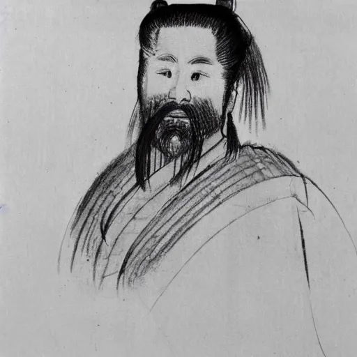 Prompt: a sketch portrait of zhang daqian.