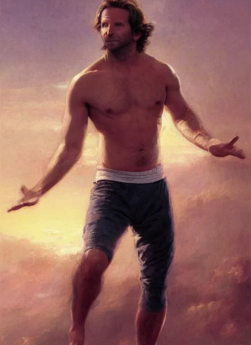 Prompt: bradley cooper doing pilates, digital art by eugene de blaas and ross tran, vibrant color scheme, highly detailed, in the style of romanticism, cinematic, artstation, greg rutkowski