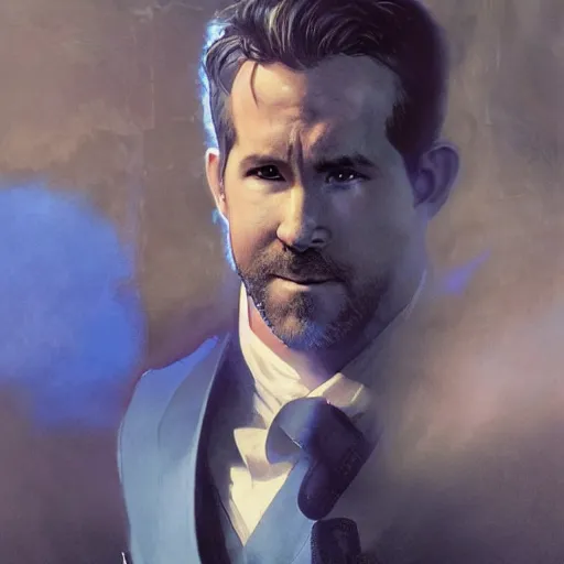 Image similar to ryan reynolds as spider - man, wearing a black and blue suit, cinematic, volumetric lighting, f 8 aperture, cinematic eastman 5 3 8 4 film, photorealistic by greg rutkowski, by stanley artgerm, by alphonse mucha