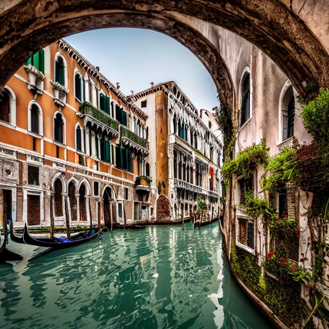 Prompt: photo of overgrown venice in ruins, highly detailed, 8 k, hdr, close up, smooth, sharp focus, high resolution, award - winning photo