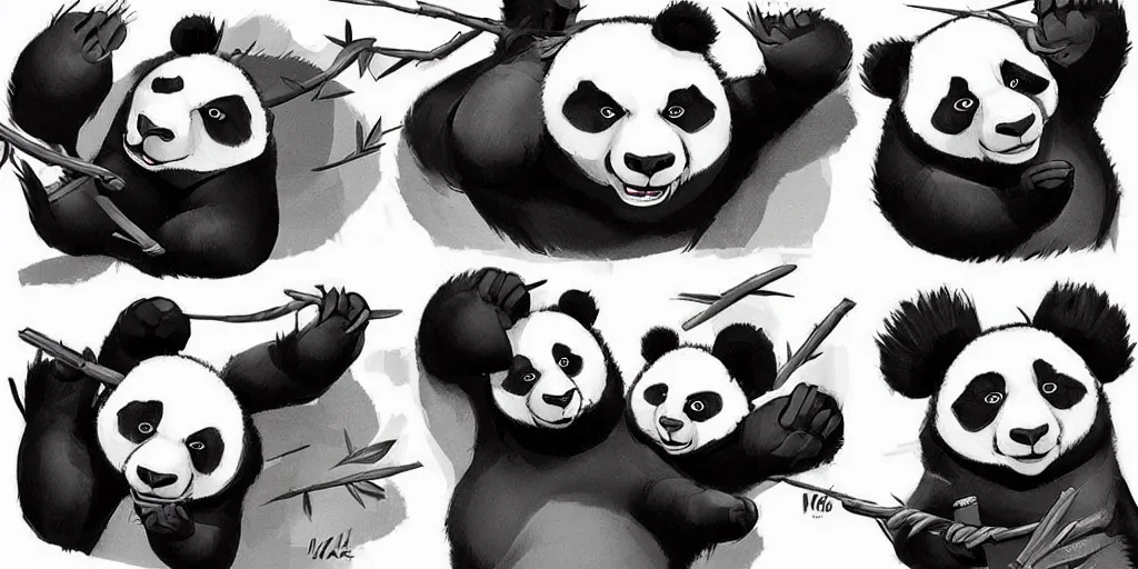 Prompt: “a lovely panda animation style. Concept art by Nico Marlet”