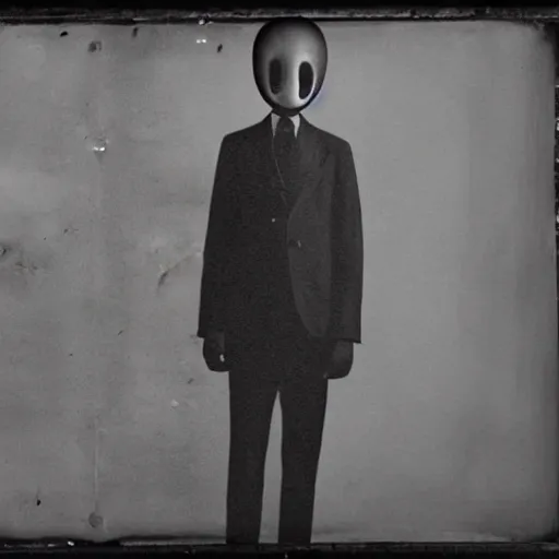 Prompt: slenderman, tintype photograph, highly detailed, extreme wide shot