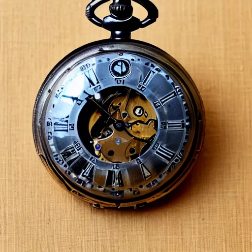 Prompt: disassembled pocket watch