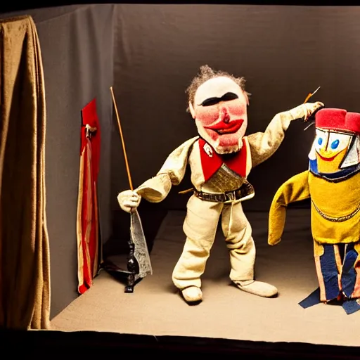 Image similar to a puppet show reenactment of custer's last stand