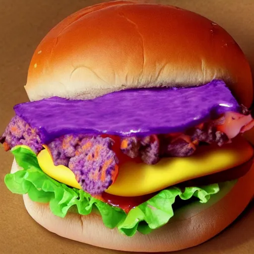 Image similar to a lisa frank cheeseburger