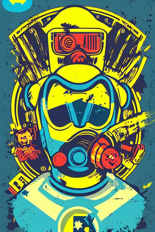 Image similar to fallout 7 6 retro futurist illustration art by butcher billy, sticker, colorful, illustration, highly detailed, simple, smooth and clean vector curves, no jagged lines, vector art, smooth andy warhol style