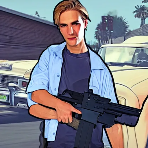 Image similar to XQC as a GTA character in a loading screen