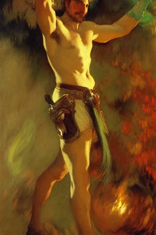 Prompt: male, warrior, arcane : league of legends, painting by gaston bussiere, craig mullins, j. c. leyendecker, edgar degas