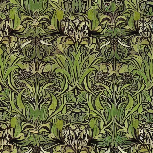 Image similar to william morris wallpaper, pepe the frog