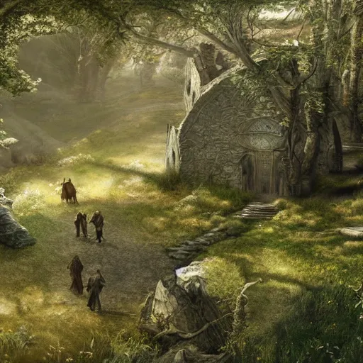 Prompt: photorealistic Lord of the rings setting