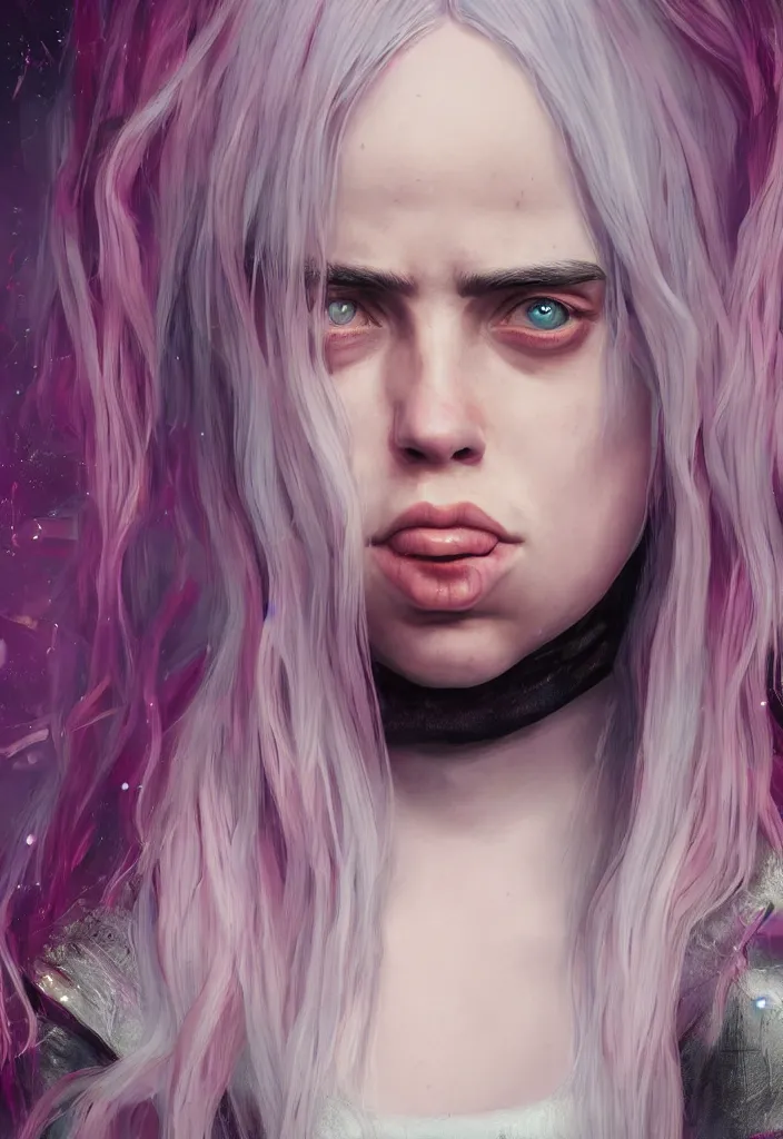 Image similar to Billie Eilish as the empress of tomorrow, ultra realistic, Artstation, 8K resolution, 3D HDR, epic design