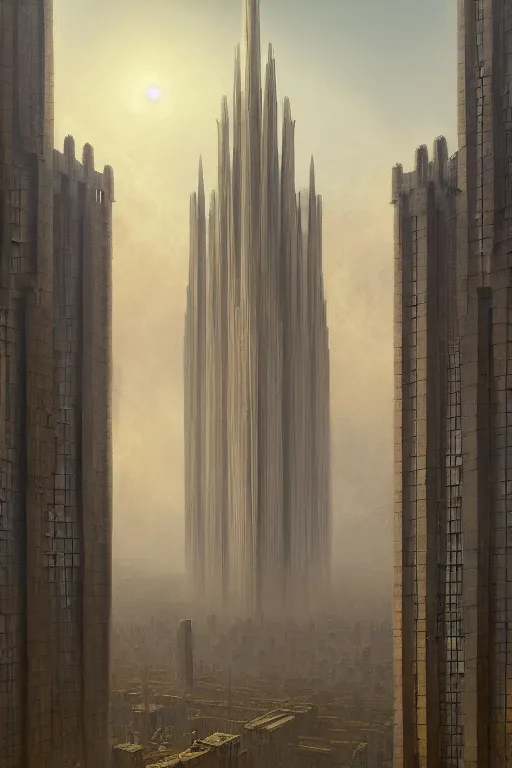 Image similar to a beautiful digital illustration painting of a megalopolis in the style of gothic brutalist architecture by benoit b. mandelbrot, steven belledin, martin johnson heade, lee madgwick, caspar david friedrich, and david rios ferreira. 8 k resolution trending on artstation concept art digital illustration