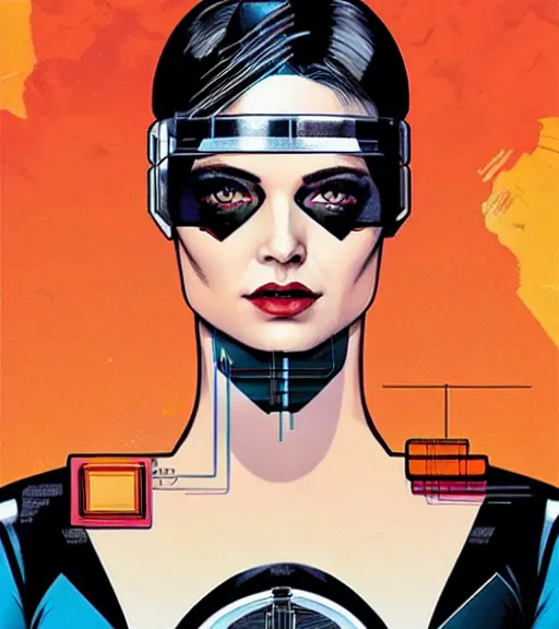 Image similar to portrait of a female android, by MARVEL comics and Sandra Chevrier