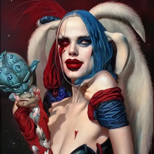 Image similar to an amazing masterpiece of art by gerald brom 🐐 🔥 harley quinn