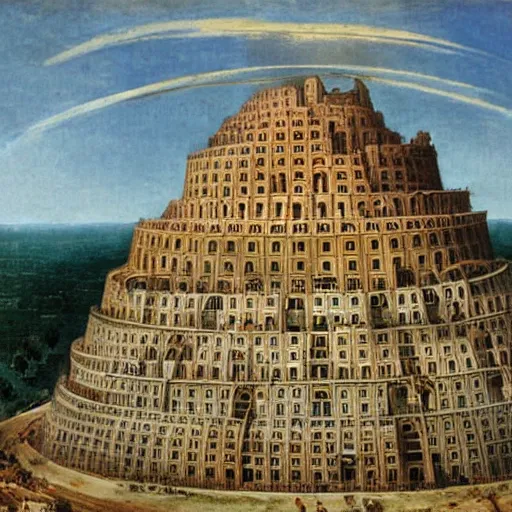 Prompt: tower of babel in the united nations