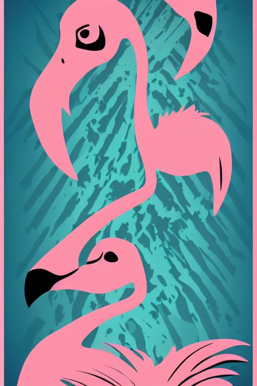 Image similar to Vector based poster of a gangster flamingo in the style of die cut sticker, color, high resolution, vector art