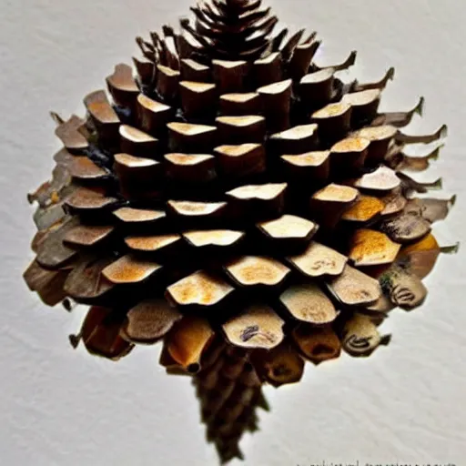 Prompt: pinecone made of knives