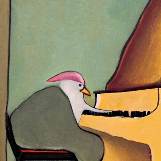 Image similar to a bird playing the piano