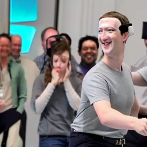 Image similar to Mark Zuckerberg dancing with vr headset on