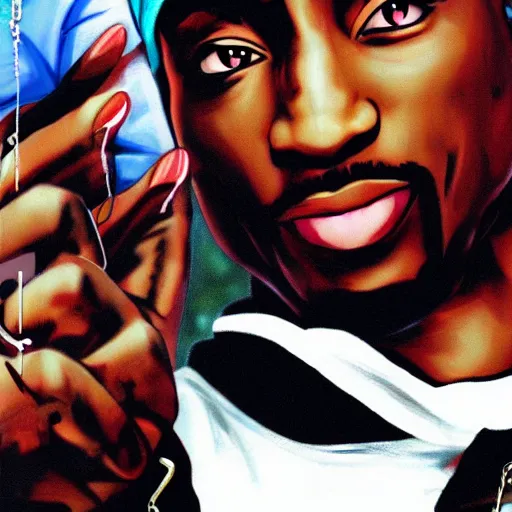 Image similar to Tupac Shakur, screenshot from a 2012s anime