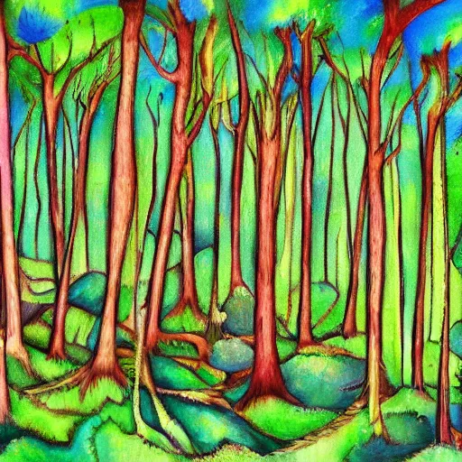 Prompt: a picture of a forest by an artist on DMT