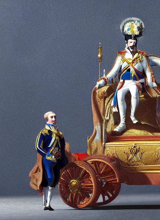 Image similar to the coronation of napoleon painting and sci - fi organic car 3 d realistic render