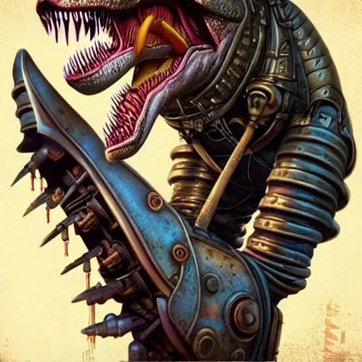 Image similar to Lofi steamPunk tyrannosaurus rex, Pixar style by Tristan Eaton Stanley Artgerm and Tom Bagshaw