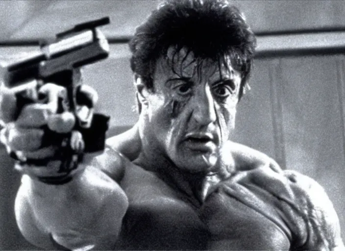 Prompt: sylvester stallone in a still from the movie Total Recall (1990)