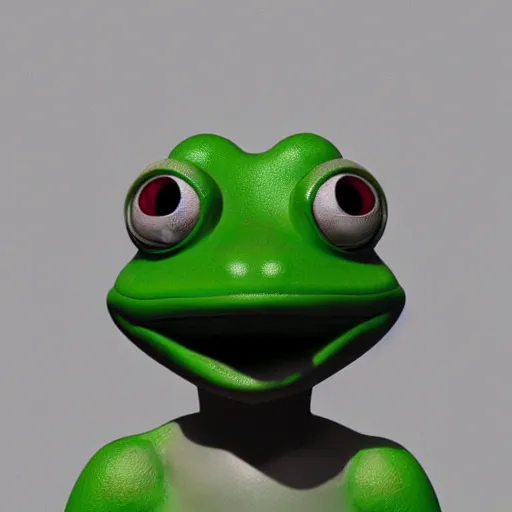 Image similar to a sadge - sad - pepe - the - frog, looking more depressed than usual, quivering lips, fists in the air, sweat flying, cgi render, zbrush, octane, keyshot render