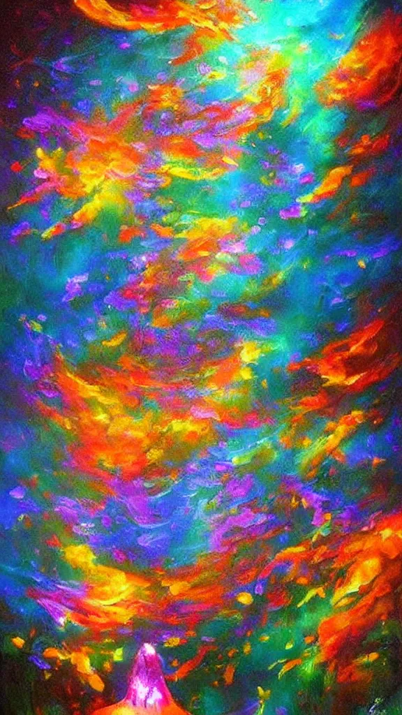 Image similar to glow bloom Tansparency diffusion beautiful painting acrylic multicolor bioluminescence artstation