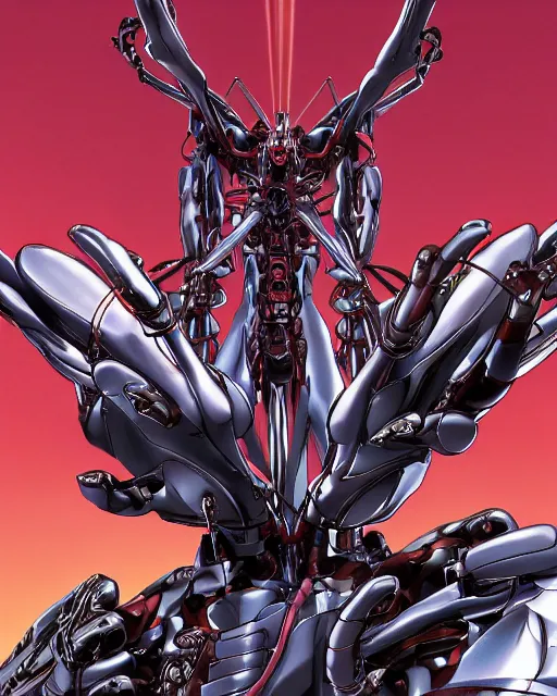 Image similar to evangelion by masamune shirow, biomechanical, 4 k, hyper detailed