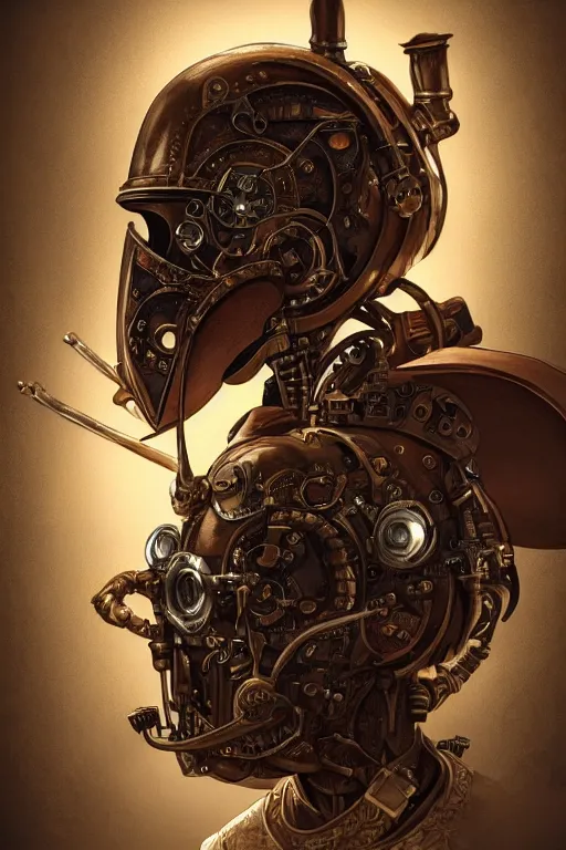 Image similar to steampunk helmet fantasy art mask robot ninja stylized digital illustration sharp focus, elegant intricate digital painting artstation concept art global illumination ray tracing advanced technology chaykin howard and campionpascale and cooke darwyn and davis jack