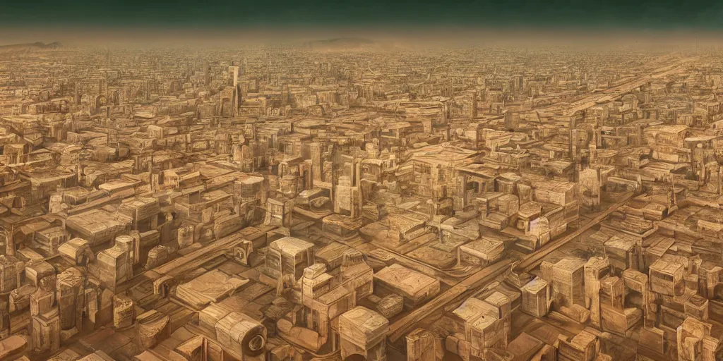 Prompt: photo of city on mars, aelita, phalanster, norilsk city, telephoto, anamorphic cinematography, beautiful composition, color theory, leading lines, photorealistic, moody volumetric lighting