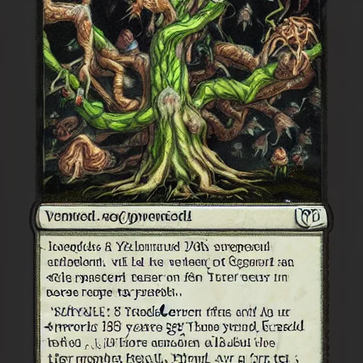 Prompt: yggdrasil surrenders to a bunch of determined ents