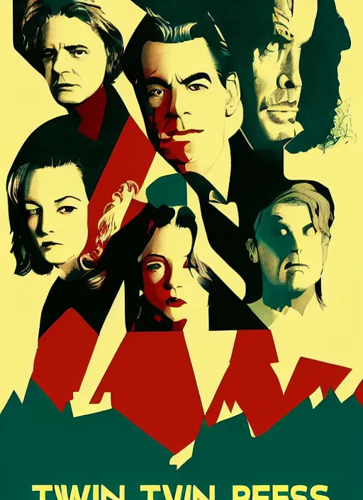 Prompt: twin peaks movie poster art by adam simpson