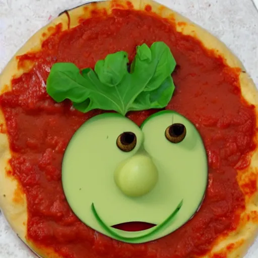 Image similar to veggie tales bob the tomato made into pizza sauce