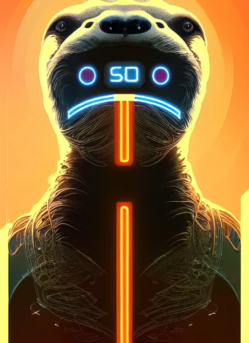 Prompt: symmetry!! portrait of a sloth, sci - fi, tech wear, glowing lights!! intricate, elegant, highly detailed, digital painting, artstation, concept art, smooth, sharp focus, illustration, art by artgerm and greg rutkowski and alphonse mucha