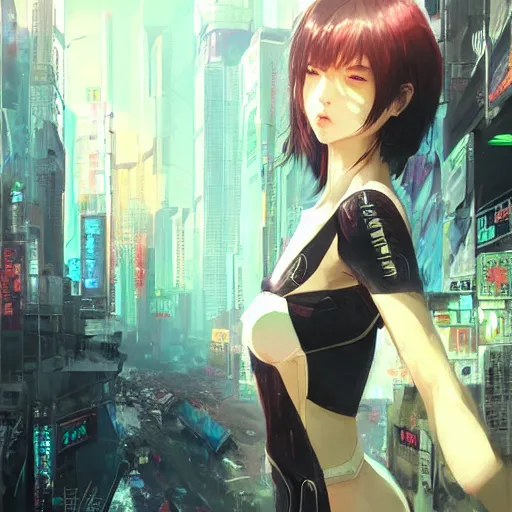 Prompt: ultra realistic beautiful cyberpunk kowloon techno art, beautiful alluring anime teen, art by wlop and artgerm and greg rutkowski, ilya kuvshinov, yoji shinkawa, intricate, elegant, sharp focus, illustration, highly detailed, concept art, matte, trending on artstation, anime, beautiful sunlight and shadows