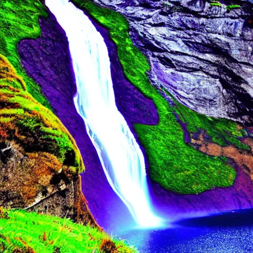 Image similar to photo of a purple fjord waterfall