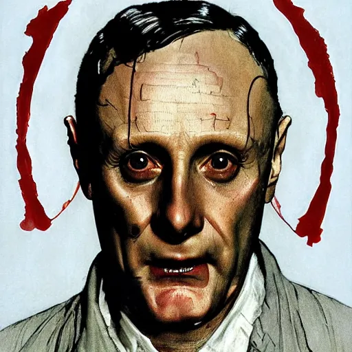 Image similar to hannibal lecter by norman rockwell