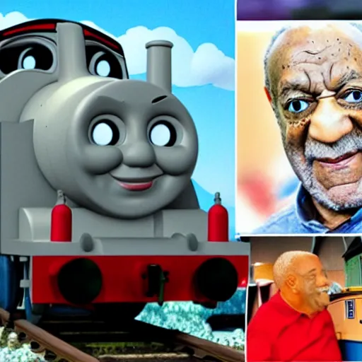 Prompt: bill cosby as thomas the train engine