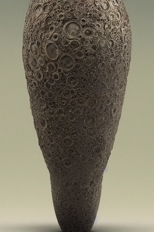 Image similar to symmetric vase, with detailed texture front view by luis royo and wayne barlowe, beksinski