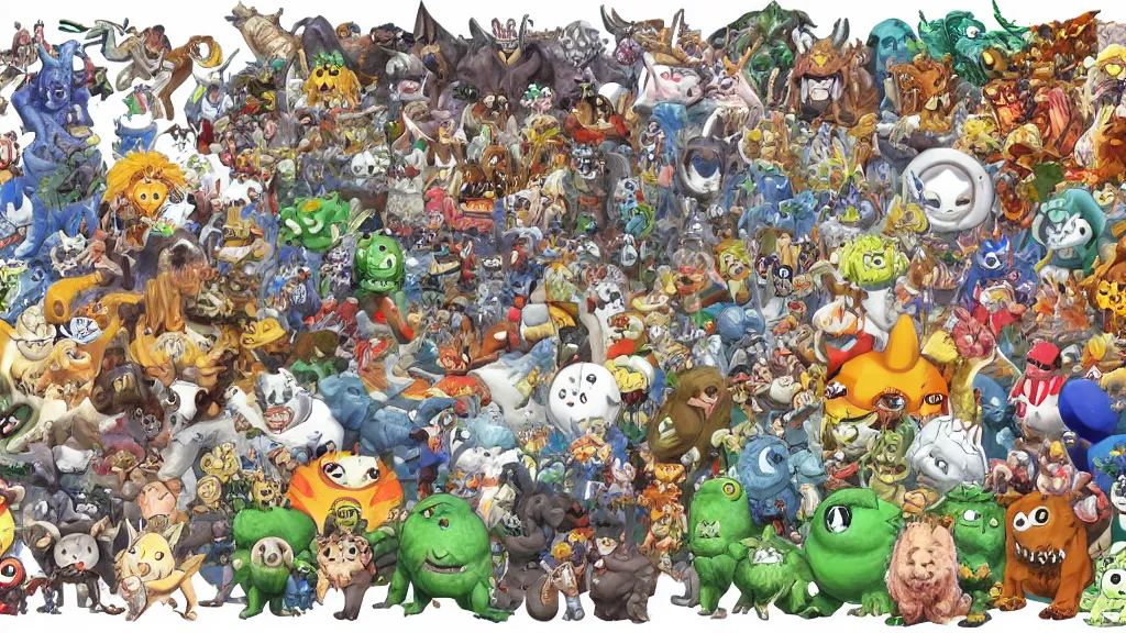 Image similar to animals and monsters in a video game by Ken Sugimori illustration
