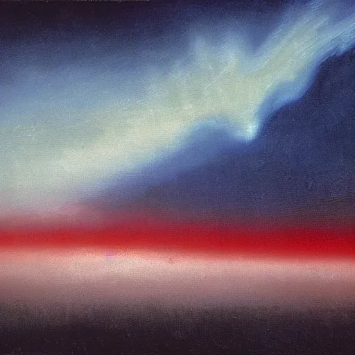 Image similar to the epic abstract painting'blue arctic void with black and red aurora borealis ', by caspar david friedrich!!!, by rothko!!!, stunning masterpiece, trending on artstation