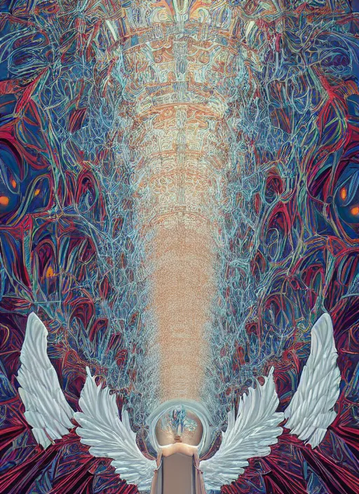 Prompt: a fractal ivory angelic palace by dan mumford